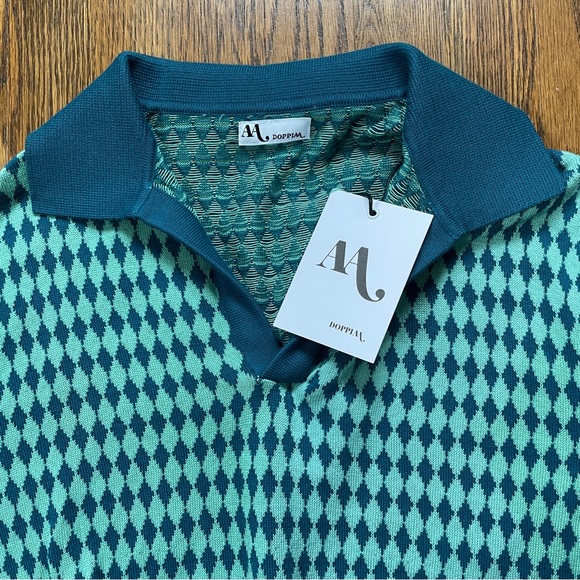 NWT Doppiaa Short Sleeved Green Sweater Size L - Picture 2 of 4
